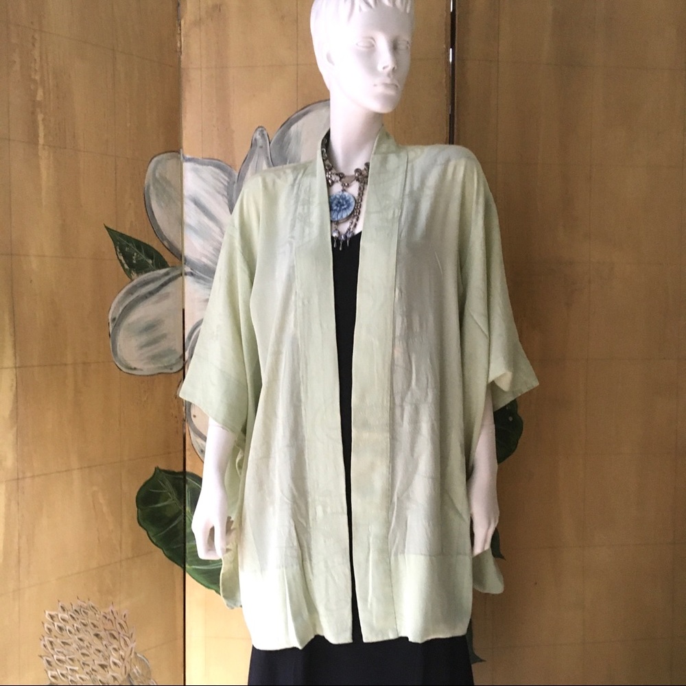 Vintage 1940’s green silk Japanese haori kimono ! - Picture 3 of 15